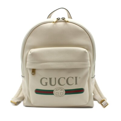 【GUCCI】 beige leather backpacks （関税送料込） GUCCI Leather Gucci Print rucksack Backpack bag | eBay