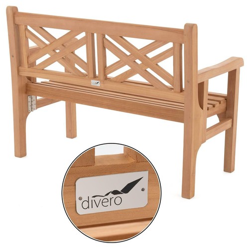 DIVERO 2-Sitzer Gartenbank SAVONA klappbar 120x61x91 Teak Holz behandelt Braun - Bild 2 von 7