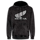 Honda Men's Mineral Wash Hoodie, Black 80% Cotton 20% Poly Hand Dyed Pullover