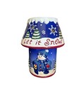 Christmas Holiday Snowman Ceramic Pillar/Jar Candle Holder & Shade 9.5 H