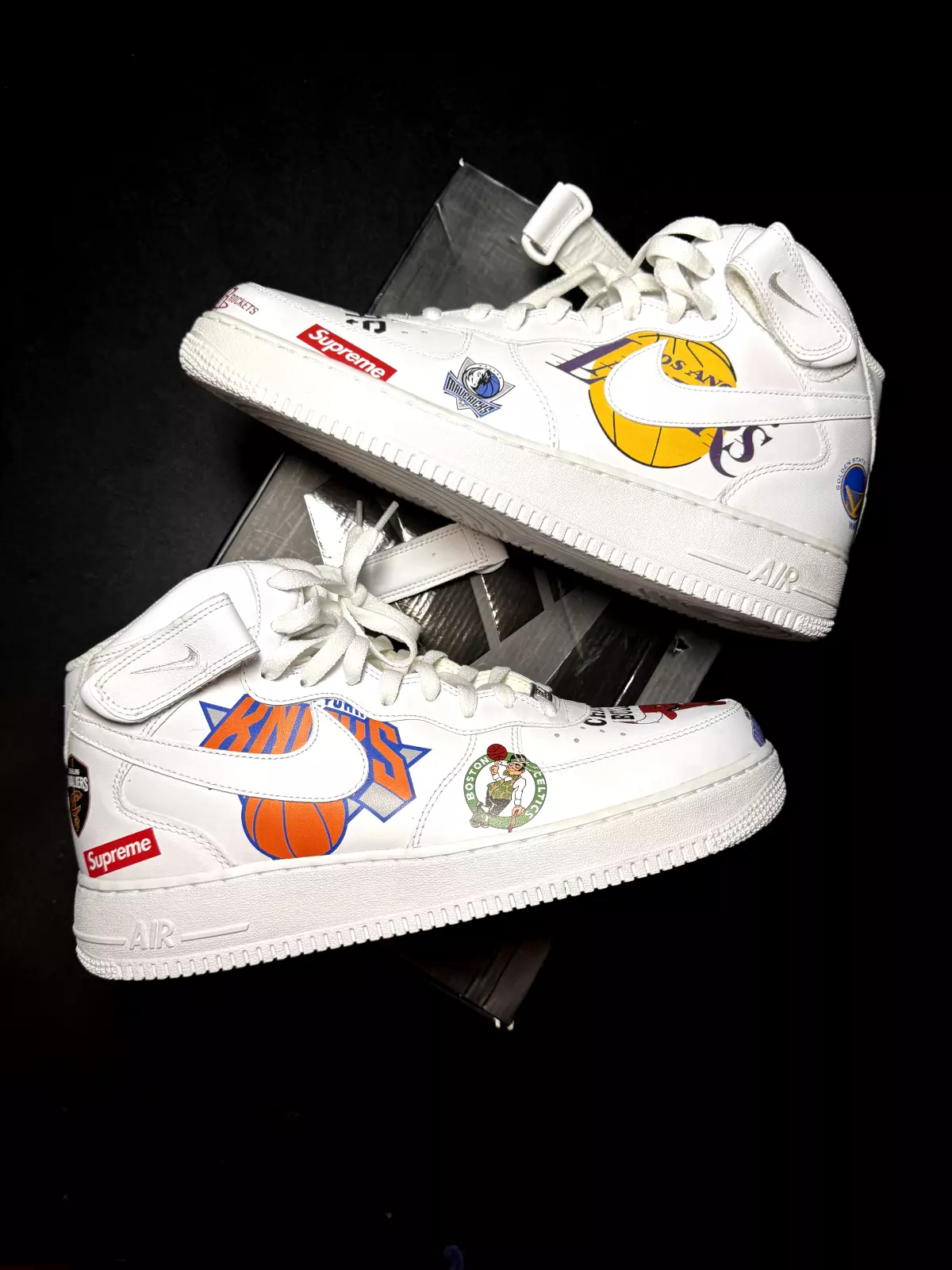Nike x Supreme NBA Air Force 1 07 Mid Blanc AQ8017 100   Taille 11,5   NEUF