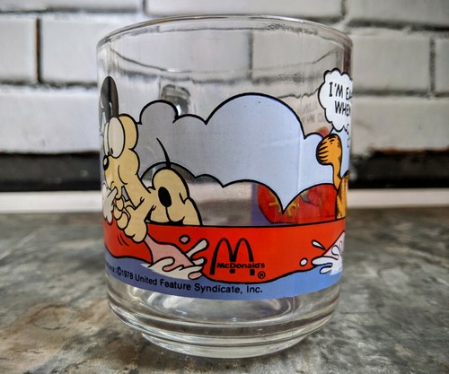 Garfield Collectible Glass Coffee Mug Cup Jim Davis 1978 Vintage Odie McDonalds - Picture 2 of 5