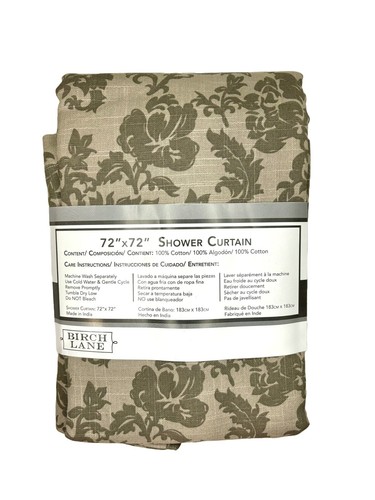 Birch Lane Fabric Shower Curtain In Paisley Beige Cotton 72x72” - NEW - Picture 3 of 4