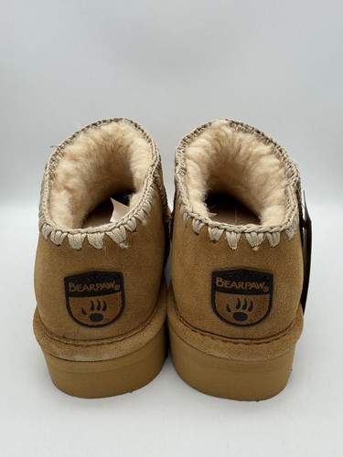 BEARPAW Women's Lana Crochet Suede Ankle Bootie Iced Coffee Size 8 US - Picture 4 of 9