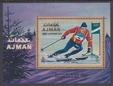 AJMAN Sc# M-BLK22A MNH SOUVENIR SHEET SKIING at the SAPPORO 1972 OLYMPIC GAMES