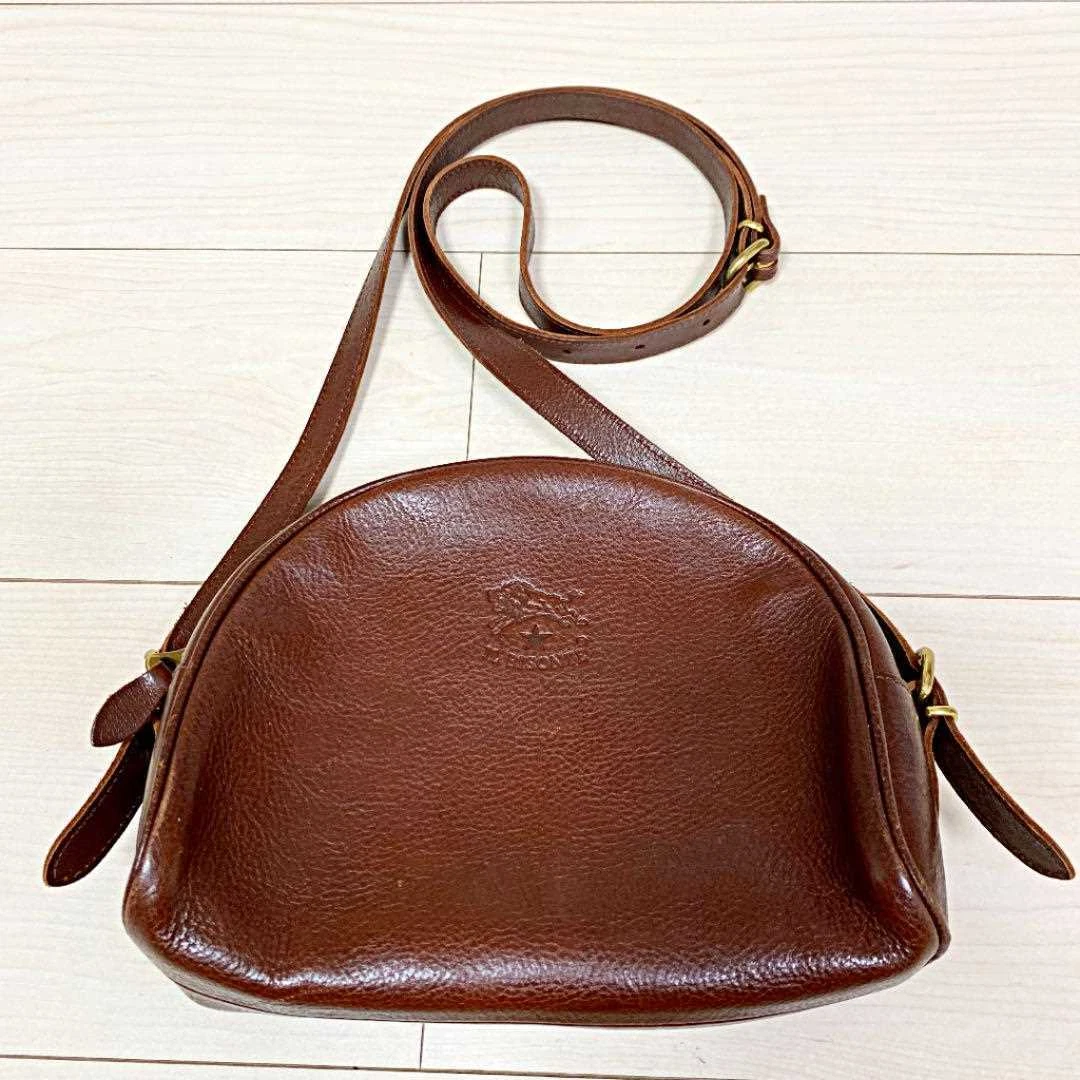 Il Bisonte shoulder bag brown genuine leather used women's FROM JAPAN