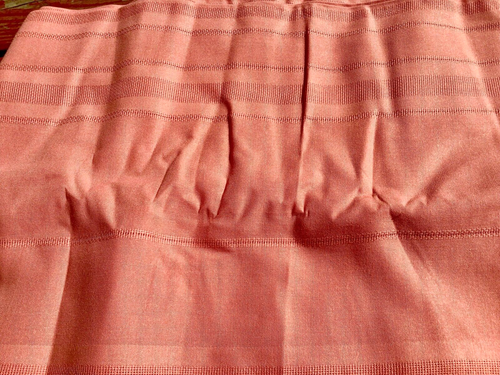 5 3/8 yd Dark Peach Cotton DECORATOR FABRIC Open Weave Stripe 60x195 Coral Solid - Picture 5 of 7