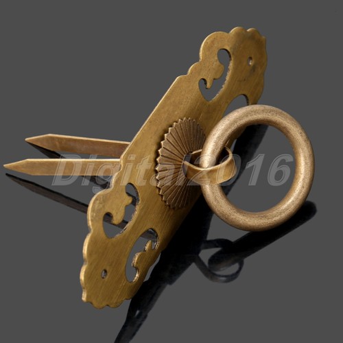 Chinese Style Vintage Furniture Pull Lock Latch Cabinet Hardware Brass Knockers - Picture 9 of 10