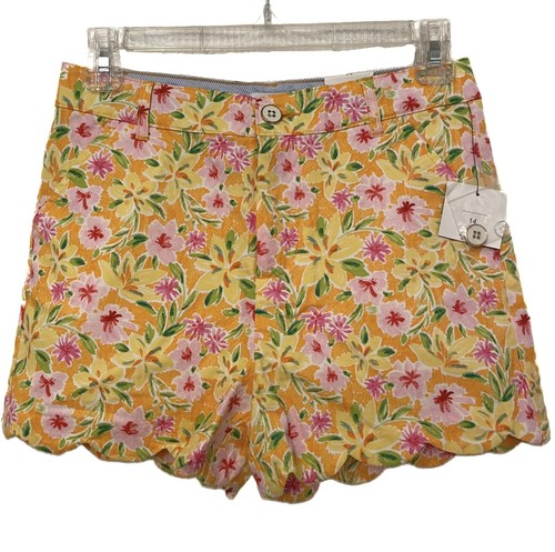 Crown and Ivy Kids Scalloped Girls Shorts Size 14 Adjustable Waist Plaid Floral - Picture 8 of 13