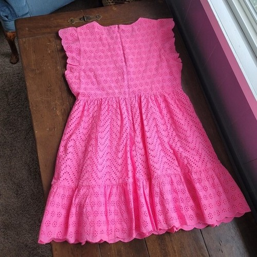 Vineyard Vines Allamanda Cotton Eyelet Floral Lace Dress Neon Pink sz 14 - Picture 6 of 11