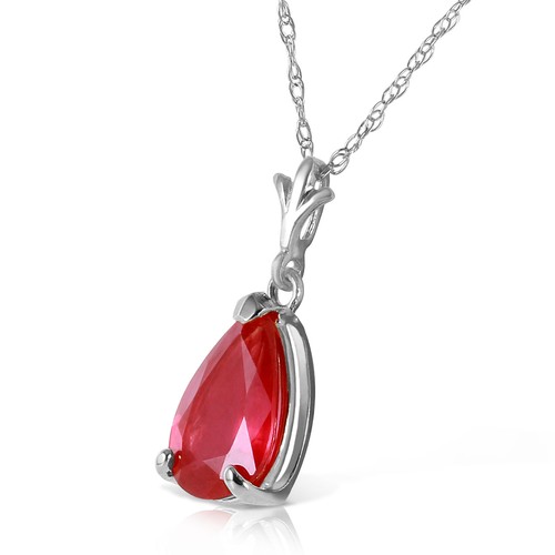 Collar colgante solitario de piedras preciosas de rubí rojo genuino talla pera en oro macizo de 14 K - Imagen 4 de 9
