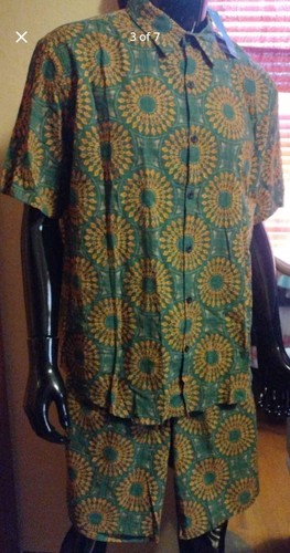 Men's Size XL Hawaiian 2 Piece Outfit Casual Bottom Down Shirt And Shorts By... - Picture 2 of 7