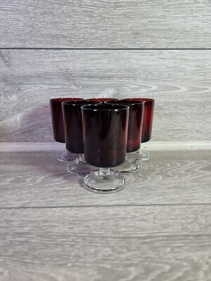 6er Set Vintage Arcoroc France Luminarc Rubinrot Cocktailgläser 