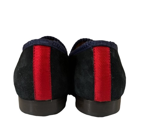 Del Toro Tassel Loafers - Navy Suede with Red Stripe Flats Size 35 - Picture 5 of 11