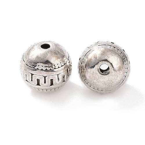Tibetan Silver Spacer Beads Patterned Round Chunky 9mm Diameter 10pcs - Picture 4 of 6