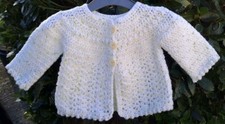 Beautiful Hand Crochet Baby Jacket In Vintage Lace Pattern