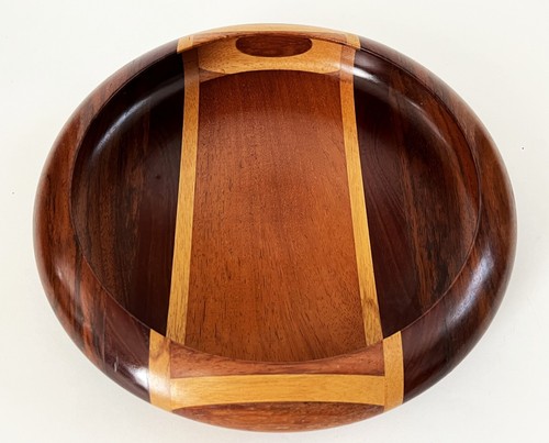 MALACCA JOINED EXOTIC TROPICAL WOOD 12" DISPLAY SERVING BOWL HAWAII MALAYSIAN - Picture 10 of 19