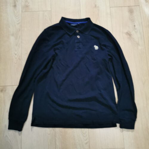 Paul Smith Poloshirt Herren S Small Navy Blau Langarm Baumwolle Zebra