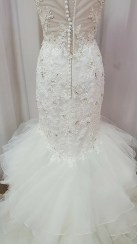 Morilee Bridal 2819 Wedding Dress Crystal Bead Lace Mermaid Sheer Ruffled Skirt - Picture 8 of 12