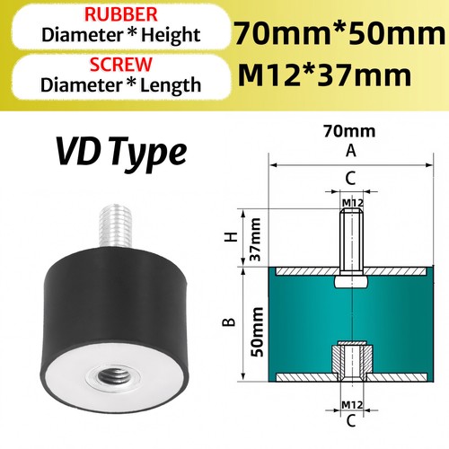 Rubber Mount Car Boat Bobbin Isolator Anti Vibration Ø 8mm-150mm x M3-M20 - Picture 82 of 99