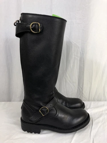 FIORENTINI+BAKER 36.5/6.5 Tall Biker Boots Jade Jacko Women Black Leather Straps