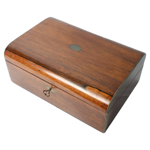 Antique Writing Slope – Wooden 19th Century Writing Box with Purple Velvet Inter - Picture 14 of 15