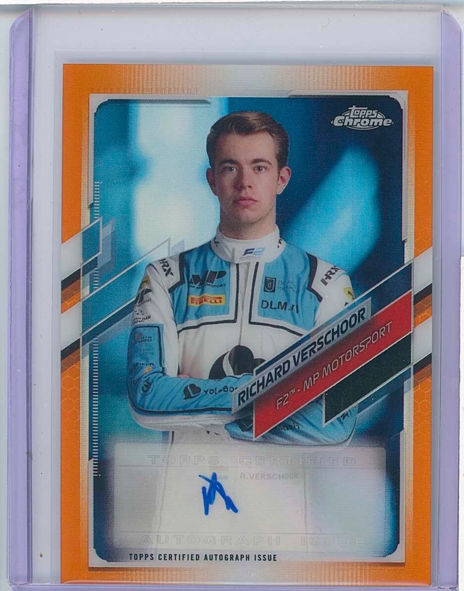 2021 TOPPS CHROME F1 RICHARD VERSCHOOR ORANGE REFRACTOR AUTO 19/25