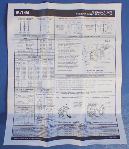 EATON C25DND325 Series E1 Open Type Definite Purpose Contactor E1C25DND3251R NEW - Picture 9 of 10