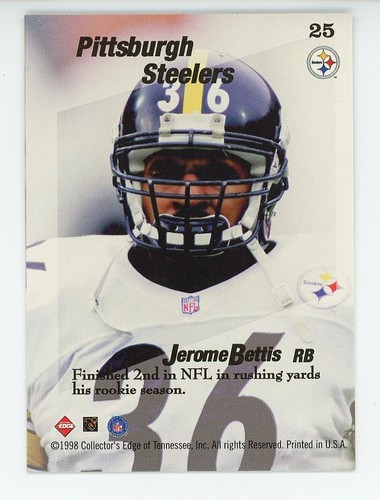 Jerome Bettis 1998 Collector's Edge primer lugar #25 triple amenaza casi nuevo o mejor - Imagen 2 de 2