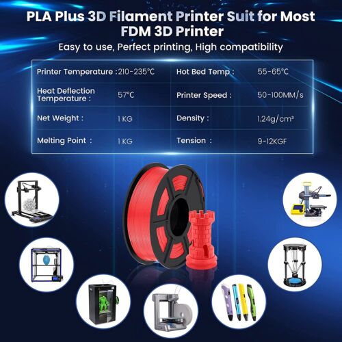 3 kg filamento stampante 3D SUNLU PLA Plus 1,75 mm PLA+ 1 KG/ROTOLO +/-0,02 mm multicolore - Foto 7 di 41