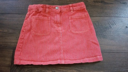 Mini Boden  Girls Size 9 - 10 Red White Cotton Stretch Striped Skirt Pockets - Picture 1 of 6
