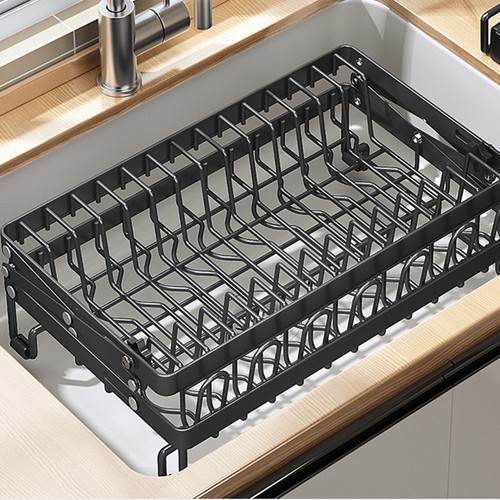 2 Tier Adjustable Dish Drainer Space Saving Over The Sink Dish Drying Rack UK - Picture 5 of 8