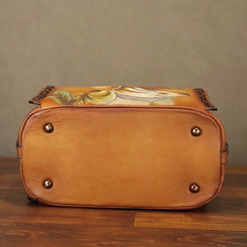 Genuine Leather Purse and Handbag for Women Hand painted Crossbody Shoulder Bag - Picture 7 of 9