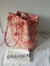 NWT BRAHMIN Fiora Pink Flamingo Melbourne Genuine Leather 