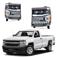 Repackaged For 2016-18 Chevy Silverado 1500 Headlights Chrome Sequential Dynamic