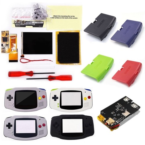 For GBA V2 IPS 10 Levels Brightness LCD Kit+Pre-cut Shell With 1800mAh Battery - Picture 1 of 92
