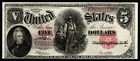 1907 $5 WOODCHOPPER LARGE Size VERY FINE+ Legal Tender United States Note!