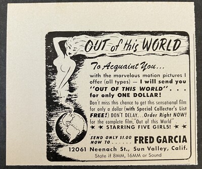 1950 Out of This World Movie Offer Fred Garcia Sun Valley CA Mini Vtg Print Ad
