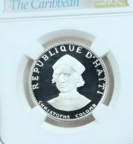 1973 HAITI SILVER 25 GOURDES CHRISTOPHER COLUMBUS NGC PF 69 ULTRA CAMEO TOP POP - Picture 3 of 4