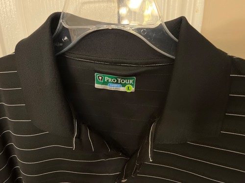 CAMISA DE GOLF PRO TOUR COOL PLAY BLANCA Y NEGRA A RAYAS PARA HOMBRE TALLA L - Imagen 2 de 3