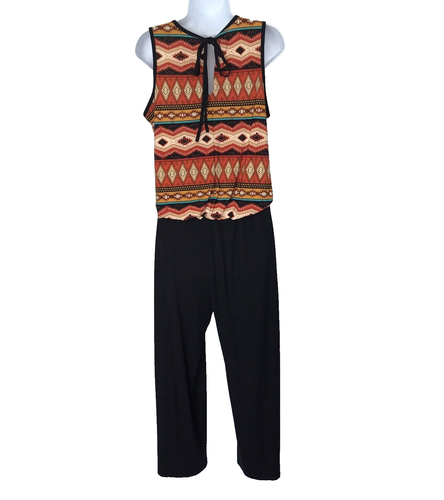 Tiana b Boho Hippie Jumpsuit Tribal Aztec Print Sleeveless Wide Leg Size Large - Picture 3 of 8