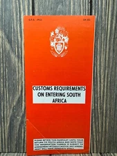 Vintage South Africa Customs Requirements Pamphlet G.P.S. M-L DA 332 1970s Trave