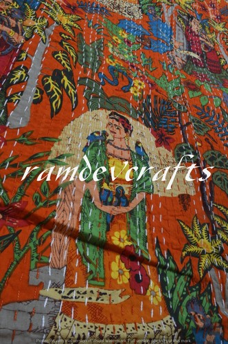Indian Kantha Quilt Twin Patchwork Bedspread Throw Cotton Blanket Gudari - Picture 7 of 7