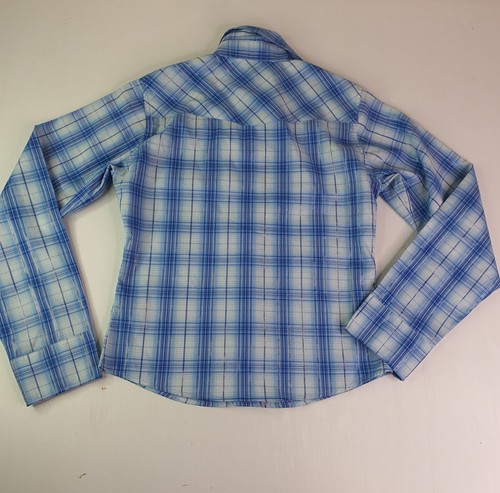 Jay Jays Womens Size XS Shirt Snap Button Plaid Check Shirt Blue Long Sleeve - Picture 3 of 7