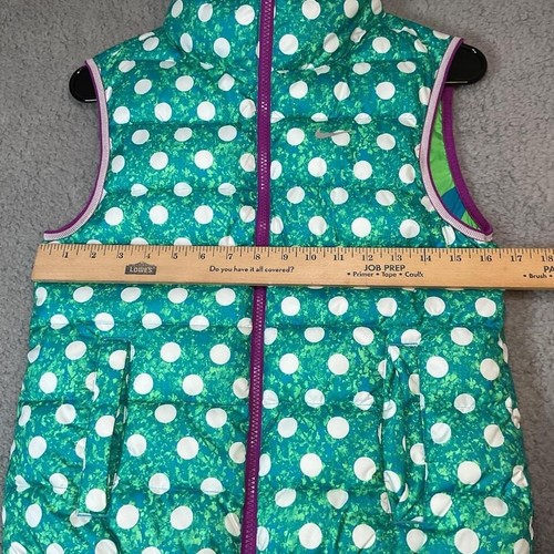 Nike Puffer Vest Girls Youth M Alliance Flip It Reversible School Full Zip Polka - Picture 8 of 8