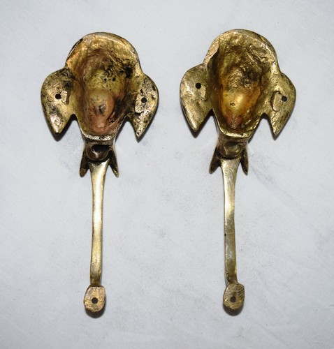 Rajasthani Elephant Handicraft Design Pair Door Handle Brass Hotel Door Dec RO70 - Picture 4 of 5