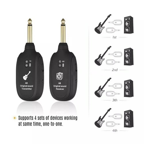Set Trasmettitore e ricevitore per chitarra wireless UHF 730 Mhz - Foto 6 di 6