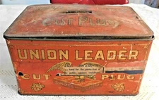 VINTAGE EARLY 20th CENTURY UNION LEADER CUT PLUG TOBACCO TIN 