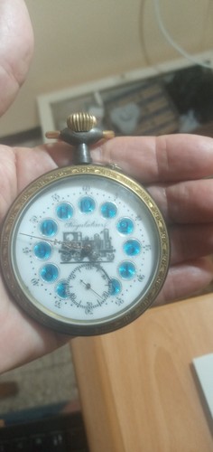 VINTAGE MECHANISCHE TASCHENUHR AUS EISEN -REGLER-ZIFFERBLATT MIT LOK. - Bild 11 von 12