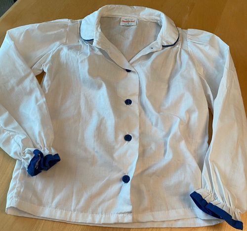VINTAGE HEALTHTEX HERGESTELLT IN DEN USA Peter Pan KRAGEN BLAUE SCHLEIFE BLUSE MÄDCHEN GRÖSSE 6 - Bild 2 von 4